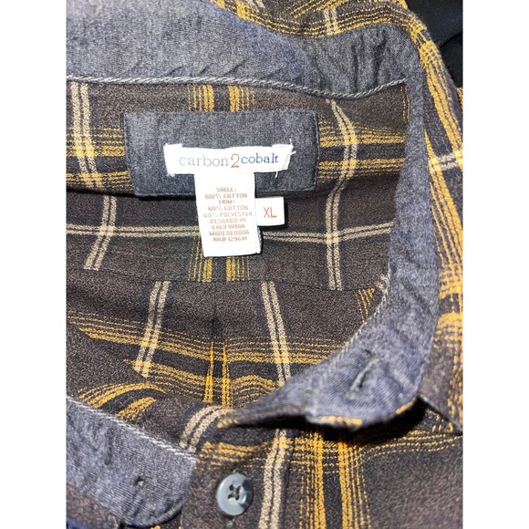 Carbon 2 Cobalt Mens Timbers Flannel Shirt Charcoal Gray Plaid Sz XL Long Sleeve - Picture 3 of 3